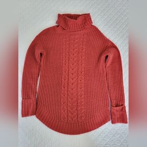 a.n.a cable turtle neck sweater, red, size small